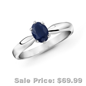 Solitaire Oval Blue Sapphire Bow Band Ring