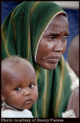 Old woman and young child