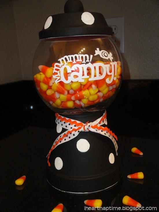 halloween candy jar with candy corn