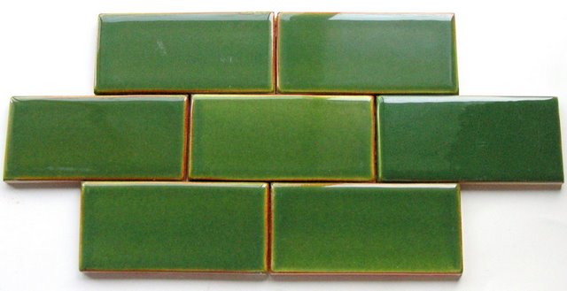 beautiful handcrafted gainey ceramics wall tile 3 6 _  107sf _ green  lenexa  ks 