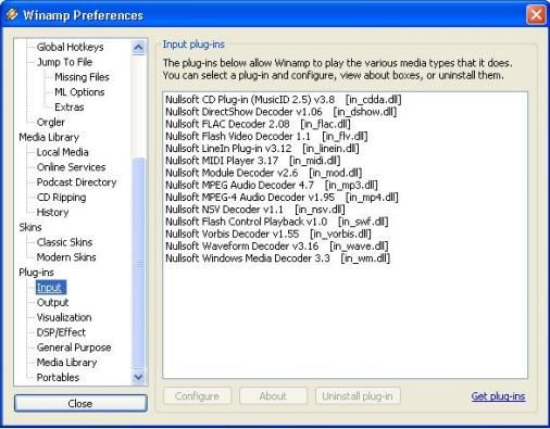 Plug-ins Input Winamp