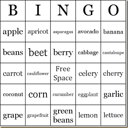 Fruit-&-Vegetables-bingo
