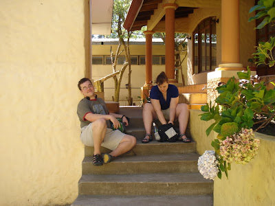 Killing time waiting for our tour bus to arrive.  They were all on Costa Rican time, which is usually half an hour late when they're really trying to be on time.  Every now and again, though, they would inexplicably show up 15 minutes early and be indignant when we weren't ready yet.
