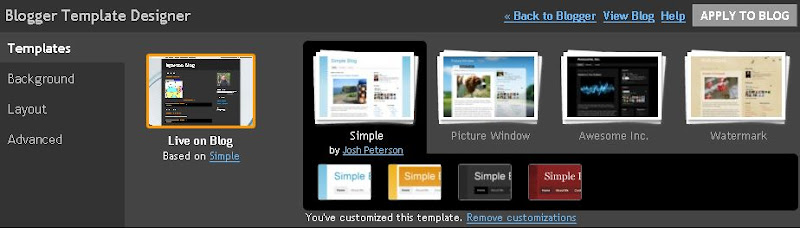 Blogger Template Designer - Template choice