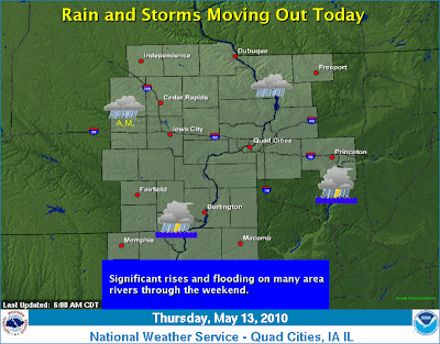 Rain and scattered thunderstorms will be moving out today, with drier conditions expected tonight through Saturday as high pressure settles in. Significant rises and flooding will be found on many area rivers through the weekend.