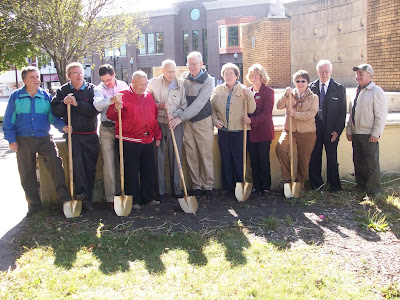 Representatives of the groups responsible for funding of the bandstand renovation lineup for the ceremonial groundbreaking
