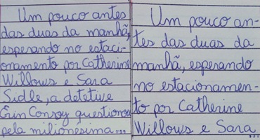 diferenças de linhas escrito