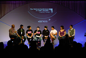 Creating Change 2010 Queer Youth of Color Panel: Kai Wright, Dashaun Williams , Ash Hammond, Rudy “Elegost” Rosado, Charlotte Park, Juan Gabriel Padilla, Cynthia Ruiz, Jesus Montelongo (Photo: Beck Starr)