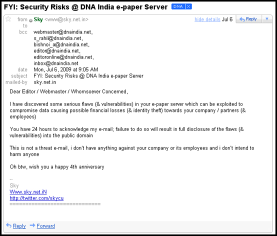 My email to DNA Editor - Webmaster