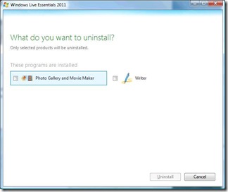 uninstall Windows Live Writer