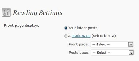 reading settings WordPress