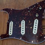 Pickups installed to pickguard.  These are Slider's vintage classic 59's (his SRV set).