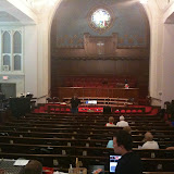 Our setup in Elyria.  The band is on the left.