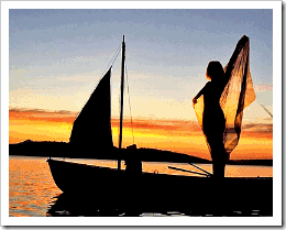 mulher no barco