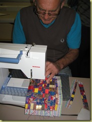Peter sitiching Mosaic Patchwork - impressed arent you!