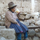 Old Quechuan lady drinking her brew of alcoholic Chicha