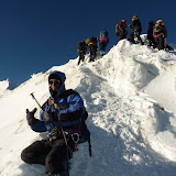 Our guide Silverio congratulates us at the summit.