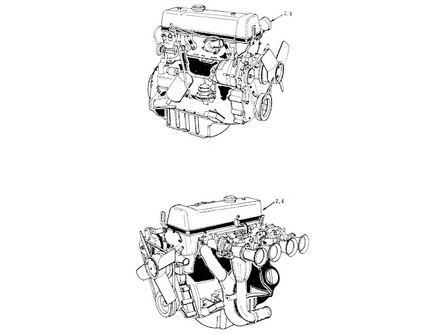Datsun Fairlady Parts illustration no. 000A-1 Assy Engine 2000 (U20) "Solex"