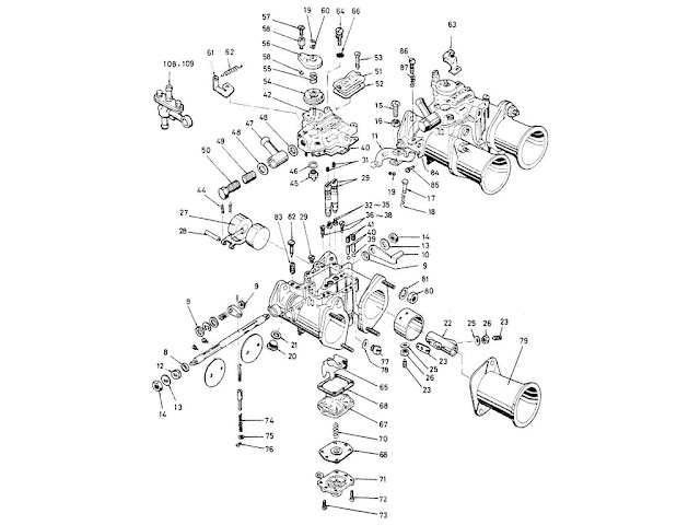 Datsun Fairlady Parts illustration no. 008A-1 Carburetor 2000 (U20) "Solex" [1]
