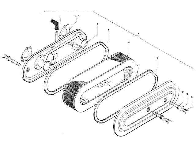 Datsun Fairlady Parts illustration no. 009B-1 Air Cleaner 2000 (U20) "SU"