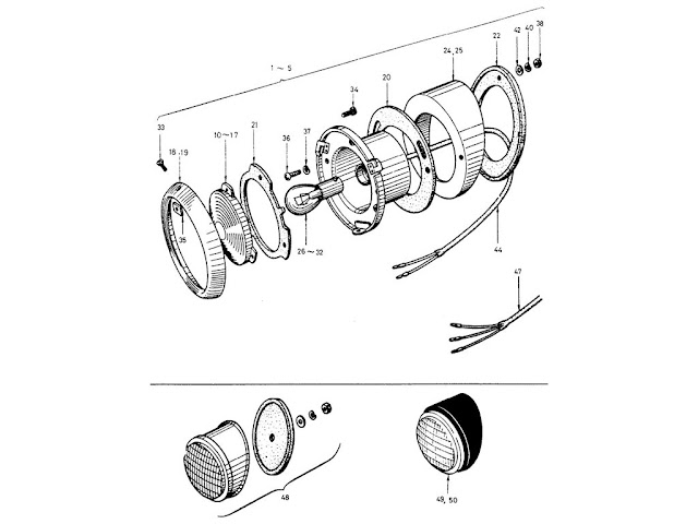 Datsun Fairlady Parts illustration no. 027-1 Rear Lamps (To June 1969)