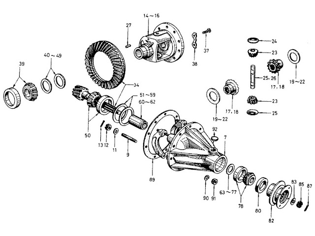 Datsun Fairlady Parts illustration no. 037-1 Gear Carrier & Gear