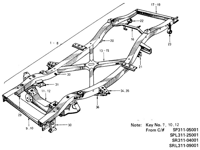 Datsun Fairlady Parts illustration no. 052-1 Frame