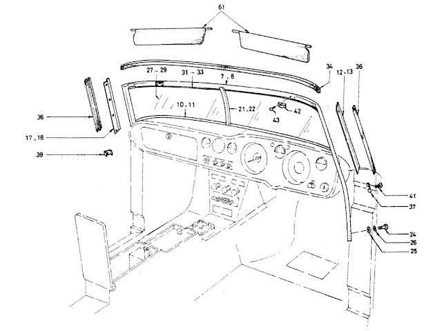 Datsun Fairlady Parts illustration no. 056B-1 Windshield Glass (1965-67.5)