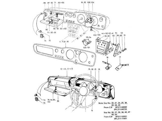 Datsun Fairlady Parts illustration no. 056-1 Instrument & Console Panel