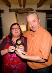 Andrew Siddons receives the award for the outstanding single bowling performance