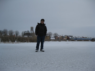 Firemice walked across the frozen lake