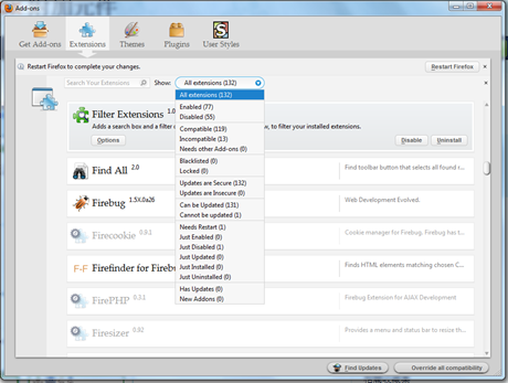 Add-ons windows