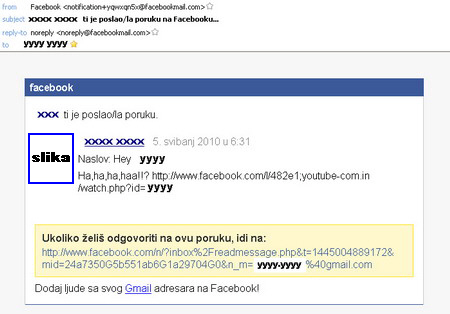Facebook - lazna poruka - malware