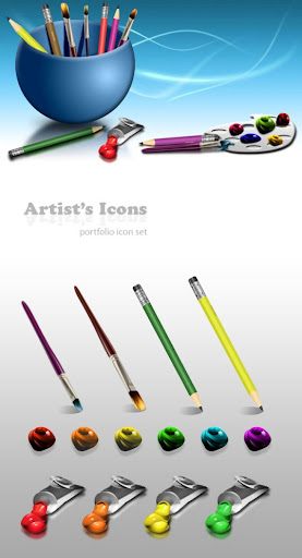 artists icon set in psd