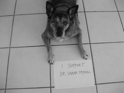 The one-eyed dog is on Team Myhill too