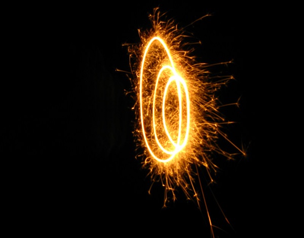 new year's eve sparkler green words growing