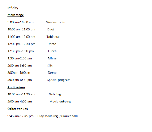 Utsav 10 - On-Stage Events Schedule Part 2 of 3