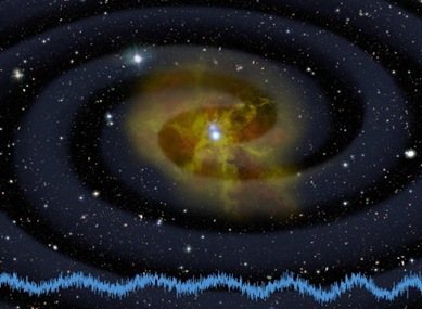 ilustração de ondas gravitacionais