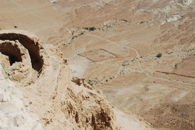 Masada - Romans built a wall and structures below