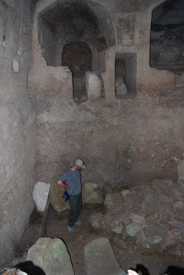 Beit Lehi - The floor of the Olive Press Room had been used as a quary by later inhabitants. That's why the floor is so low.