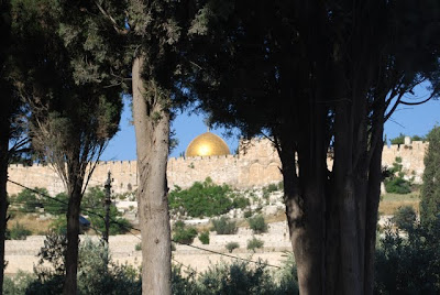 View of Mercy Gate of Jerusalem and Dome of the Rock