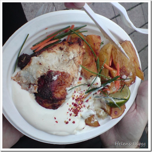 Cajun kryddad kyckling med vitlök-limesås och idahoklyftor