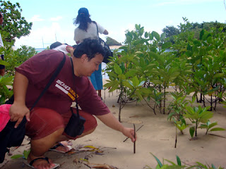 Day 2 - Sir Ervin plants his remembrance Mangrove shoot.
