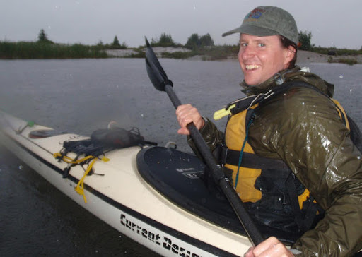 Graham kayaking in the rain on Georgian Bay