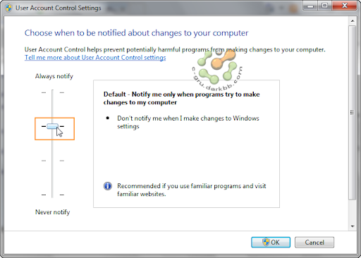 การกำหนดระดับการทำงานของ UAC (User Account Control) ใน Windows 7 Uac4