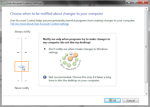 การกำหนดระดับการทำงานของ UAC (User Account Control) ใน Windows 7 Uac6
