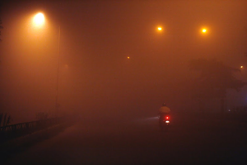 biking in the fog