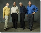 Microsoft Corporation executives (L-R)Chairman Bill Gates, Chief Research and Strategy Officer Craig Mundie, Chief Software Architect Ray Ozzie and Chief Executive Officer Steve Ballmer gather, June 14, 2006, in Redmond, Washington, prior to the announcement of Gates’ two-year transition to Chairman and the expansion of Ozzie’s and Mundie’s responsibilities. Dan Lamont/Corbis
