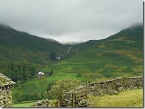 View back to Grasmere from the climb out - note the threatening clouds
