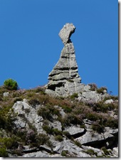 Strange rock formation on the hillside